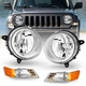 For 2007-2017 Jeep Patriot Halogen Headlights W/ Corner Lights Assembly Chrome