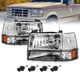 Headlight Assembly For Ford F-150/F-250/F-350 1992-1996 Chrome Housing Headlamps