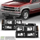 Black 1994-1998 Chevy Silverado C10 C/K Tahoe Suburban Headlights +Corner+Bumper