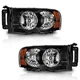 Pair Headlights Assembly For 2002-2005 Dodge Ram 1500 2500 3500 Halogen w/o Bulb