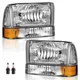 Chrome Pair Headlights For 1999-2004 Ford F250 F350 F450 Super Duty Excursion