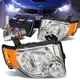 PAIR CHROME HOUSING AMBER CORNER HEADGLIGHT+LED KIT W/FAN FOR 08-12 FORD ESCAPE