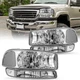 For 1999-2006 GMC Sierra/ 00-06 Yukon Chrome 4PCS Headlights+Bumper Lamp