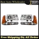 Headlights Assembly + Signal Lights For 1999-2000 GMC Yukon / Cadillac Escalade