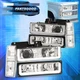 For 88-93 Chevy C/K C10 Clear LED DRL Projector Headlights + Bumper Corner Lamps