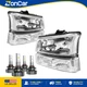 Chrome Headlights Assembly For 2003-2006 Chevy Silverado 1500 Bumper Lamps Pair
