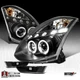 Fit 2003-2007 Infiniti G35 Black LED Halo Projector Headlight w/ Bumper Lights