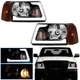 Black LED Bar Headlights For 01-11 For Ford Ranger Pickup LED Running Light