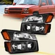 Black For 2002-2006 Chevy Avalanche 1500 2500 Left+Right Headlights Assembly New