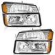 Pair Headlights Assembly + Bumper Lamps For 2002-2006 Chevy Avalanche 1500 2500