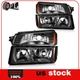 For 2004-05 Chevy Avalanche Headlight Assembly Black Housing Light+Bumper Lamp
