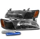 For 97-99 Toyota Camry Black Headlights Lamp w/Corner Light+Blue LED DRL Signal