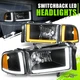 Switchback Dual L-Shape LED Headlights for Dodge Ram 1500 2500 3500 94-02 Black