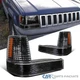 Fits 93-96 Jeep Grand Cherokee Black Corner Lights Turn Signal+Bumper Lamps