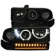 Fit 1998-2004 Chevy S10 Blazer Black Smoke Projector Headlights+LED Bumper Lamps