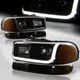 For 1999-2006 GMC Sierra 1500 2500 DRL LED Black Smoke Headlights+Bumper 4PCS