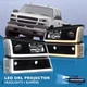 For 03-07 Chevy Silverado Black DRL Projector Headlights +Sequential Bumper Lamp