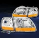 For 97-03 Ford F150/97-02 Expedition Harley Davidson Style Headlight Lamp Chrome