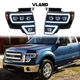 Full LED Projector Headlights For 09-14 Ford F150 F-150 W/Sequential Turn Signal