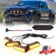 4PCS Smoked Amber Full LED Front Grille Lighting Kit For 24-up Toyota Tacoma TRD