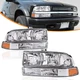 FOR CHEVY S10/BLAZER 1998-2004 Chrome/AMBER HEADLIGHT+BUMPER SIGNAL LIGHT