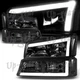 For 02-06 Chevy Avalanche /03-07 Silverado LED DRL Smoke Headlights+Bumper Lamp