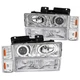Fits 1994-1998 Chevy C10 C/K Tahoe Led Halo Projector Headlights+Bumper+Corner