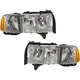 Headlight Set Compatible with 1999-2002 Dodge Ram 1500 2500 3500, w/Bulb