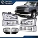 Fits 03-07 Chevy Silverado Avalanche LED DRL Bumper Headlights & Fog Lights Pair