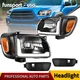 Black LED DRL Headlights + Corner + Bumper Lamps Set For 2001-2004 Toyota Tacoma