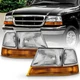 For 1998-2000 Ford Ranger Headlights w/Corner Lights Amber Signal 6pc Left+Right