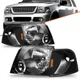 For 2002-2005 Ford Explorer Black Amber Corner Signal Lights Headlights Pair