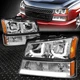 [3D LED J-HALO DRL]FOR 03-07 CHEVY SILVERADO HEADLIGHT BUMPER LAMPS CHROME/AMBER