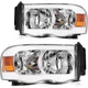 Pair Headlight Assembly For 2002-2005 Dodge Ram Chrome Headlamps Left Right
