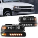 Fits 99-02 Chevy Silverado 00-06 Tahoe LED Bar Headlights & Bumper Signal Lamps