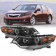 For 2009-2014 Acura TSX Black Housing Amber Corner HID Headlights Assembly