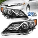 For 2012-2014 Toyota Camry Clear Headlight HeadLamp Black Projector Left+Right