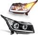 Black Headlights For 2011-2015 Chevy Cruze Halogen Headlamps Left+Right Pair Black Headlights For 2011-2015 Chevy Cruze Halogen Headlamps Left+Right Pair