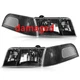 For 1998-2011 Ford Crown Victoria Black Housing Headlight+Corner Signal Lamp Set