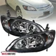 Black Headlights Fits 2004-2005 Honda Civic 2/4Dr Head Lamps Left+Right Pair