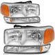 For GMC Sierra 1500 1999-2006 Clear Lens Headlights Assembly Pair + Bumper Light