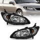 Pair Headlights Assembly Black For 2004-2005 Honda Civic 2/4 Door Headlamps