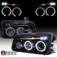 Fit 2006-2010 Dodge Charger Black Smoke LED Halo Projector Headlights Left+RIght