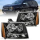 For 2007-2014 Chevy Suburban Tahoe Avalanche Black Halogen Headlights Headlamps