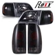 For 1997-2003 Ford F150 Black Headlights+Amber Corner Signal Lamp & Tail Lights