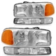 Pair Headlights+Bumper Lamps For 1999-2007 GMC Sierra 1500 2500/00-06 Yukon XL
