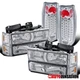 Fit 94-98 GMC C10 1500 CLear Headlights+Bumper Corner Lamps+LED Tail Lights Pair