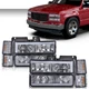 Fit For 94-00 GMC C10 C/K Suburban Chrome/Smoke LED DRL Headlights Bumper Lamps