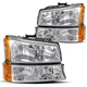4pcs Headlights For 2003-2006 Chevy Silverado Avalanche Headlamps 03-06