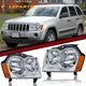 Pair Chrome Headlights for 2005 2006 07 Jeep Grand Cherokee Headlamps Clear Lens
